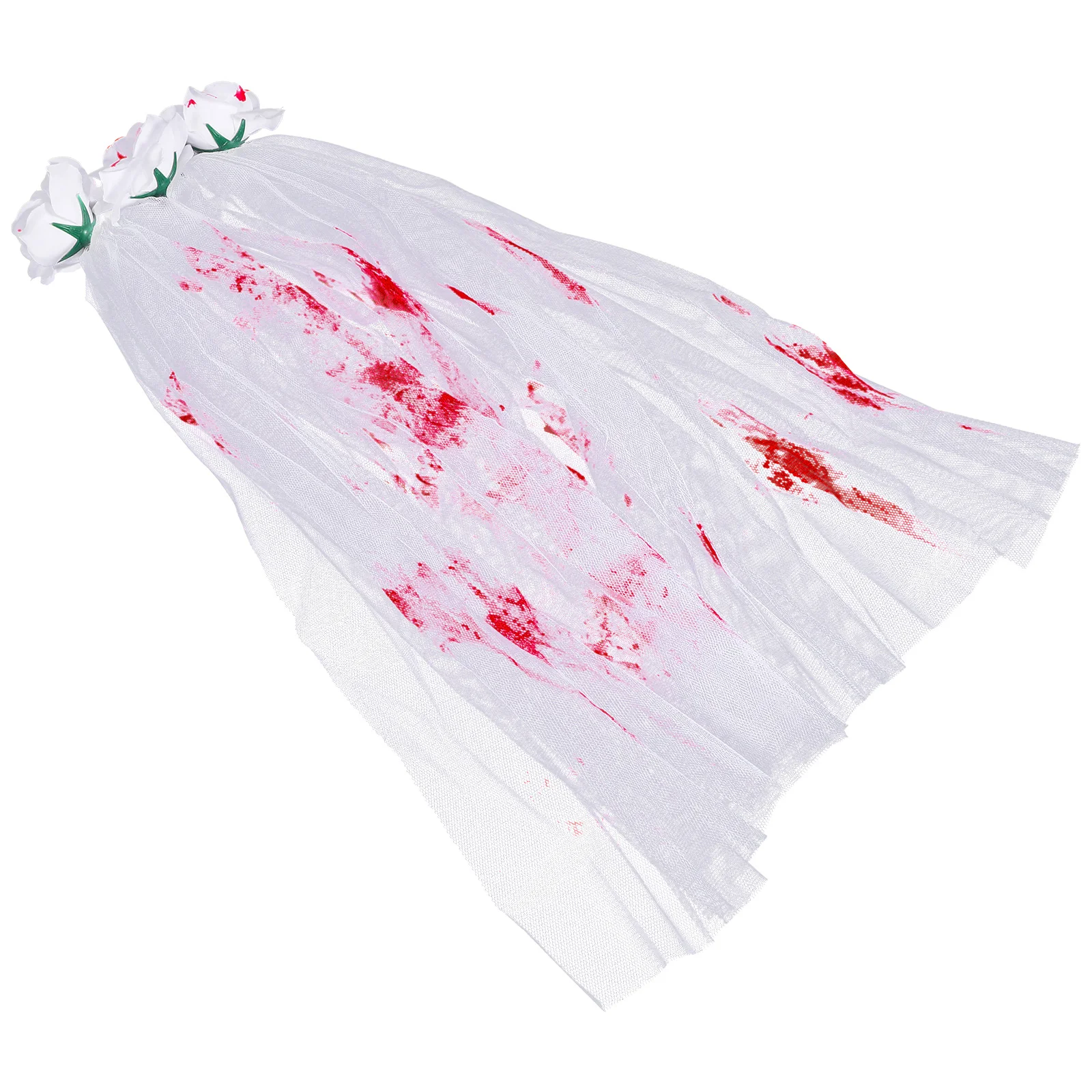 Halloween Skull Headdress Party Decorative Veil (Blood Stained Veil) Long with Comb Hair Accessories Makeup Headband