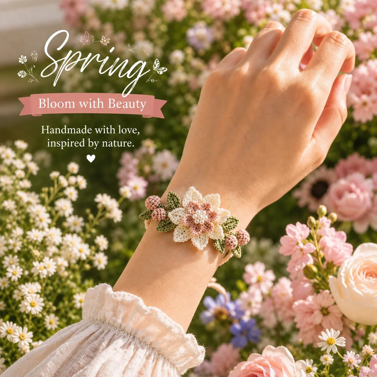 Botanical Bracelet DIY Crochet Kit Step By Step Beginners Crochet Set Handmade Relaxing Craft Set Practice Starter Kit