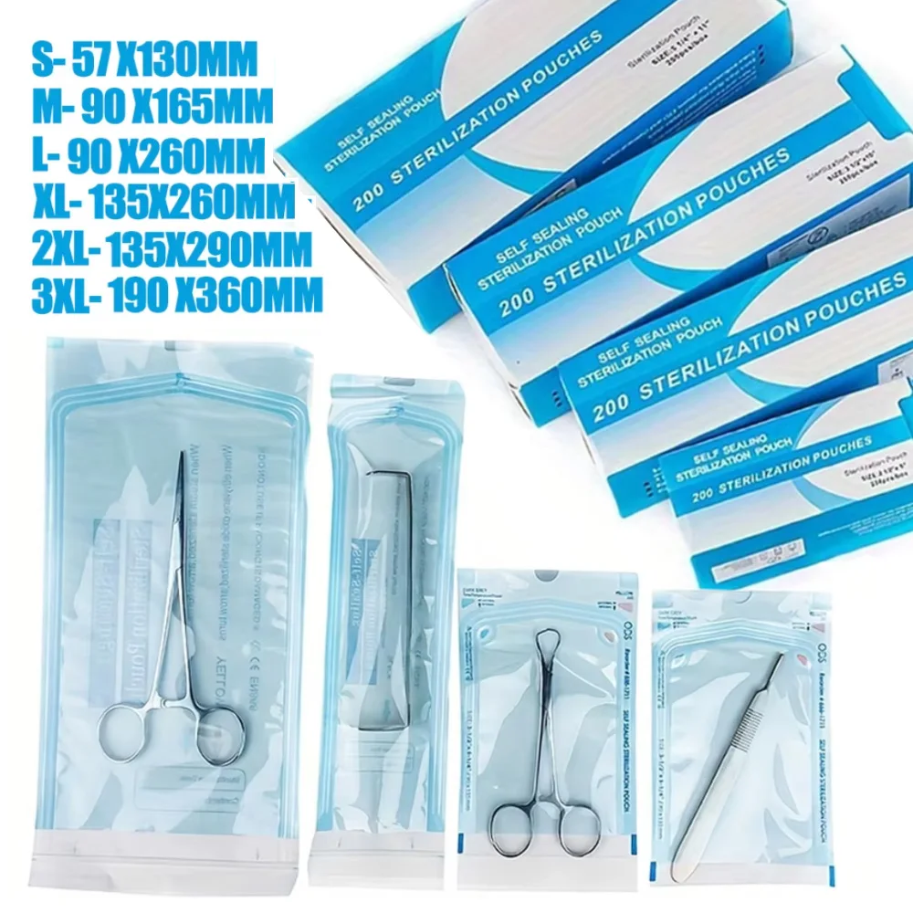 50/100/200Pcs Self Seal Sterilization Pouches Disposable Disinfectant Bags for Tattoo Dental Nail Art Accessories