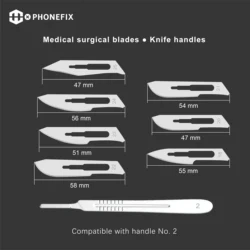 10# 11# 12# 15# 18# 21# 23# 24# 25# Carbon Steel Surgical Blades Sterile Scalpel Knife for Mobile Phone PCB Repair Hand Tools