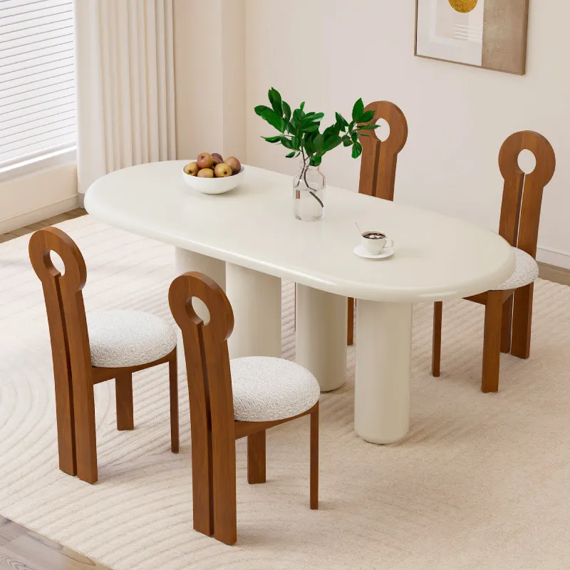

Cream Style Oval Dining Table Household Simple Modern Minimalist Style Dining Table Oval Organizer Muebles De Cocina Furniture