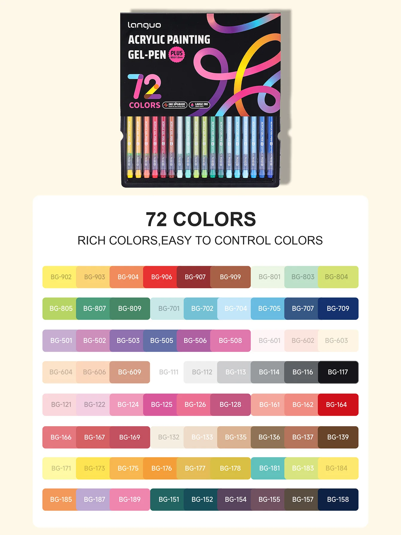 Languo 144/90/72/54/36 Farben Acryl-Malstift-Set Mehrfarbige Studenten-Handbuch-Stifte Zeichenmarker Schreibwaren ﻿ P650 – Detail 10