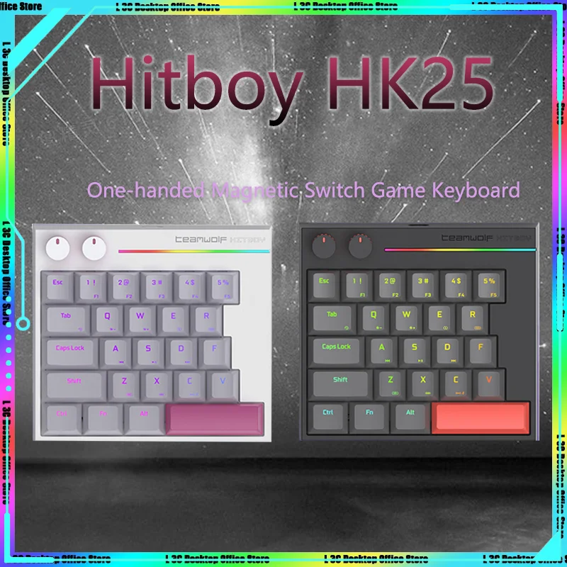 

Teamwolf Hitboy Gateron Magnetic Switch One-Handcd Gaming Keyboard HK25 Type-C E-sports PC Gamer LOL CS RGB 8k Custom Key Travel