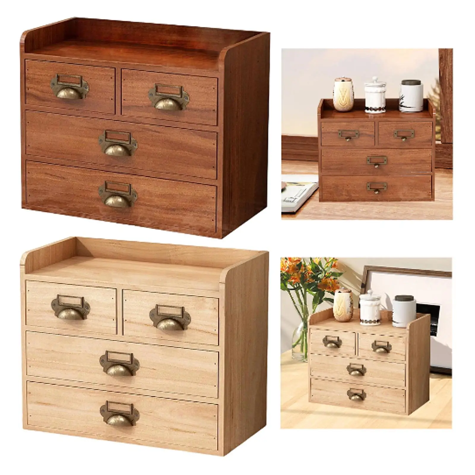 

Органайзер для ящика стола, домашний декор, деревенская стойка, декоративный деревянный ящик для хранения для макияжа, гостиной, школьной детской туалетной принадлежности