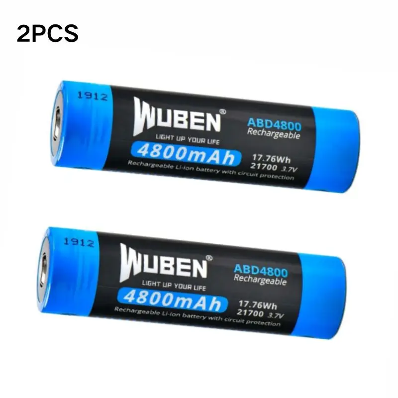 Wuben ABD4800 Rechargeable 21700 4800mAh Battery compatible Most Flashlights