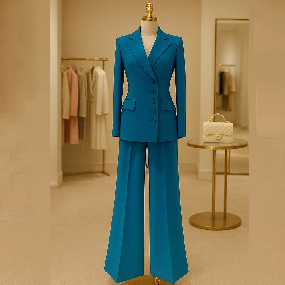 

Slim Fit Women's Suits Fashion Single Breasted Notch Lapel Skinny 2 Piece Jacket Pants Outfits Luxury Female Clothing Costume