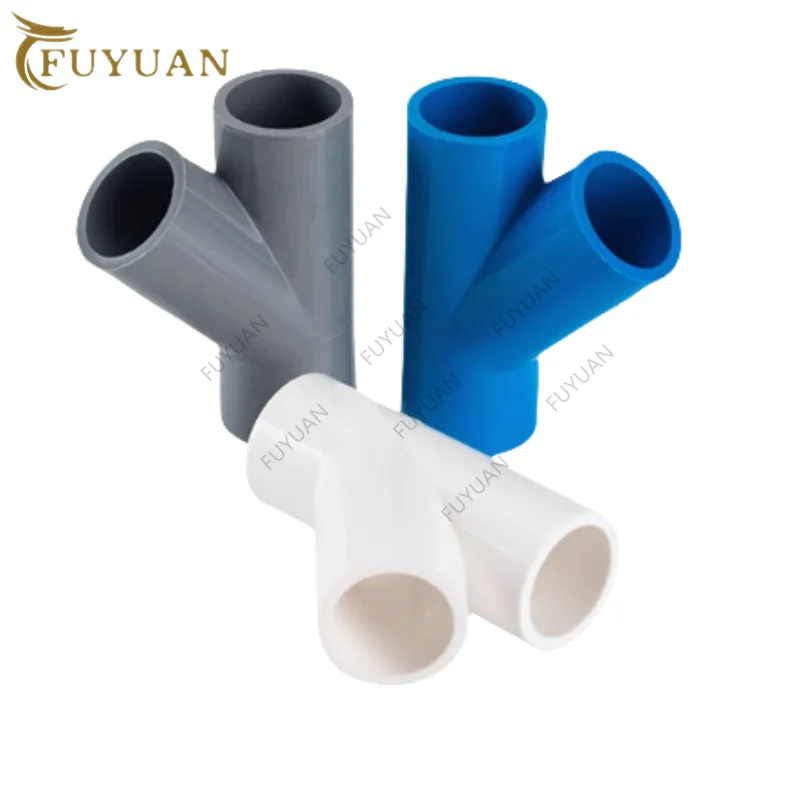 ID 20 25 32 40 50 63 75-160mm PVC Oblique Tee Connector 45 degree Tilted Three Way Joints Garden Irrigation Y type pipe fittings