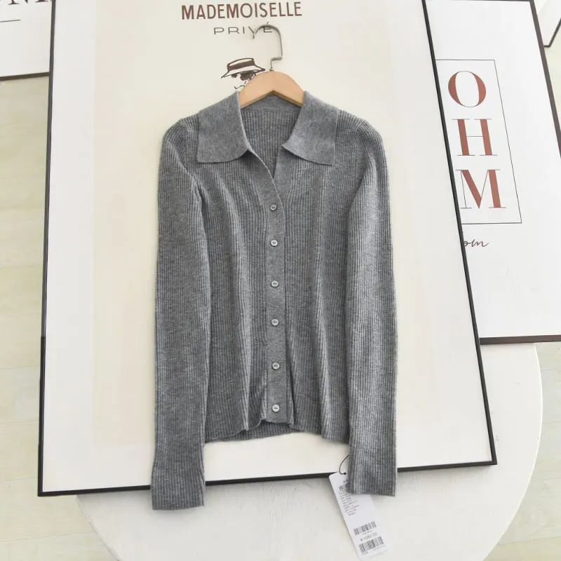 

Женский премиум-свитер McSystem 2024: осенняя коллекция, облегающий трикотажный джемпер с отложным воротником, элегантный стиль