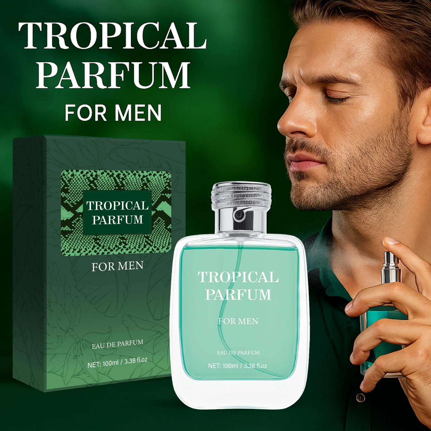 

Tropical Eau De Parfum Spray for Men - 100ml Long Lasting Fragrance Premium Scent Luxury Perfume for Daily Use, Gift for Him