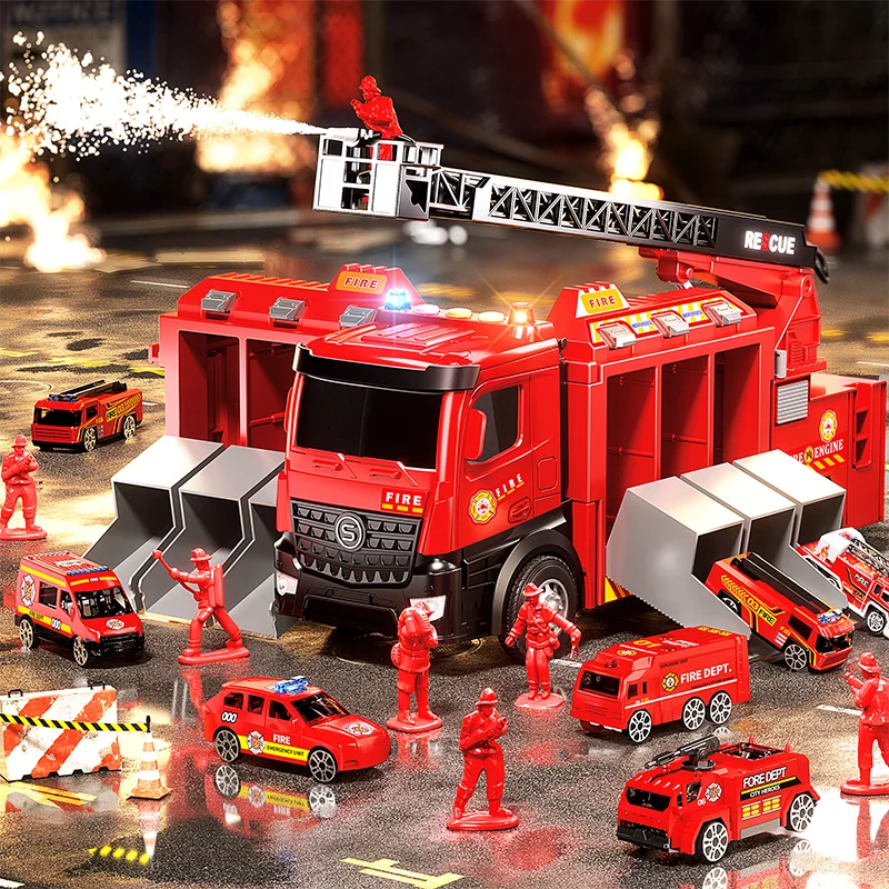 

YIMI Fire Truck Toy Fire Ladder Truck Deformation Fire Rescue Spray Water Car for Boy Car Toys