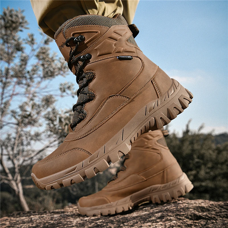 Big Size Mountaineering Boots Men's Hiking Shoes Tactical Shoes High Top Waterproof Outdoor Climbing Shoes Hunting Boots for Men