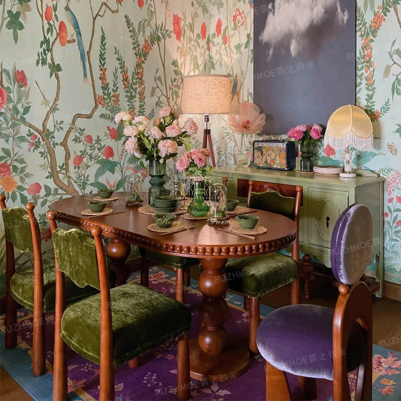 Solid wood dining table oval dining  desk round table coffee  simple