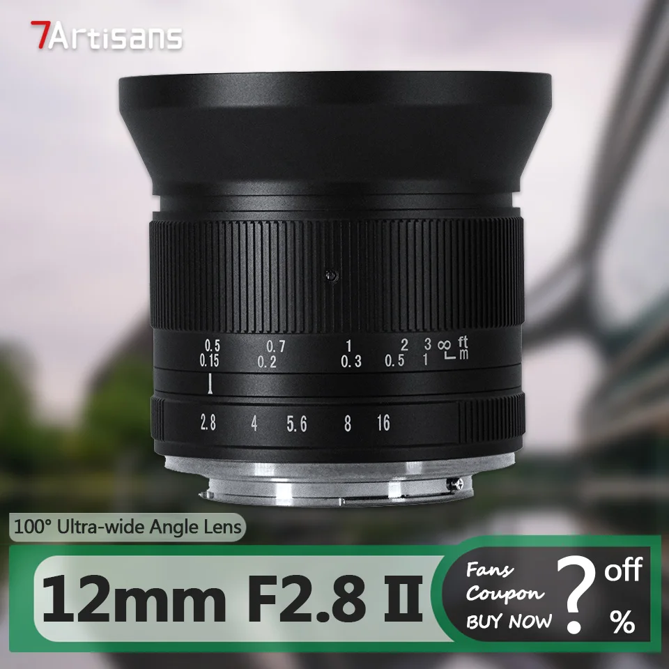 

Ультраширокоугольный объектив 7artisans APS-C 12 мм F2.8 II для фотосъемки с креплением Sony E Fujifilm XF Nikon Z Canon speedrf M43