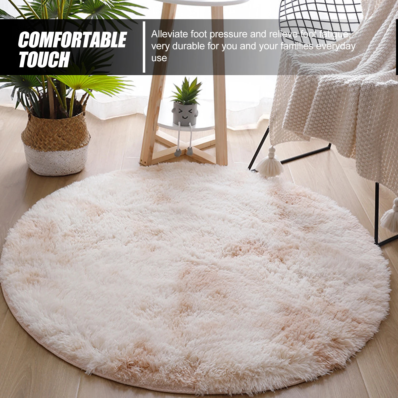 

1pc Round Shaped Floor Mat Dyeing Carpet For Bathroom Living Room Kitchen Decorative Anti-Skid Soft Cushion Rug