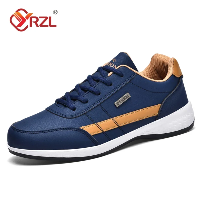 YRZL Men Shoes Spring Autumn Waterproof Walking Sneakers Leisure Male Leather Sports Shoes Non-Slip Casual Shoes for Man