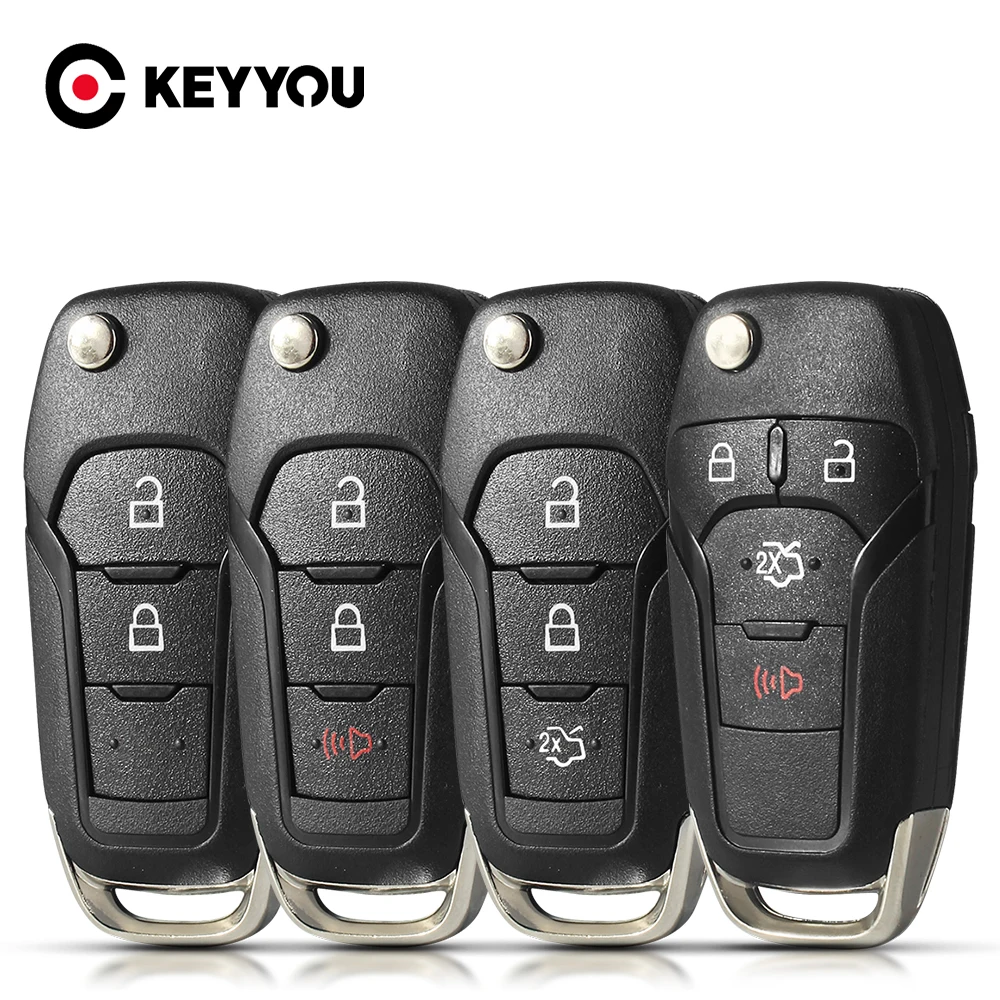 

KEYYOU For Ford Focus Fusion Edge Explorer Mk2 Mk7 Ranger HU101 2/3/4 Buttons Repalcement Remote Car Key Case