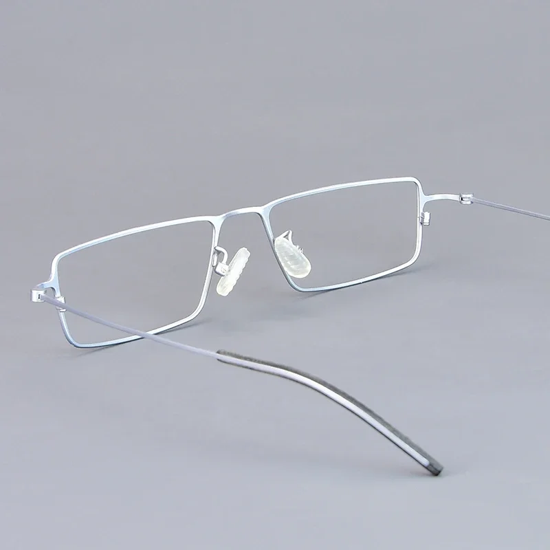 Narrow Square Glasses Frame Ultralight Mens Pure Titanium Rectangle Business Eyeglasses Screwless Thin Rim Eyewear Spectacles