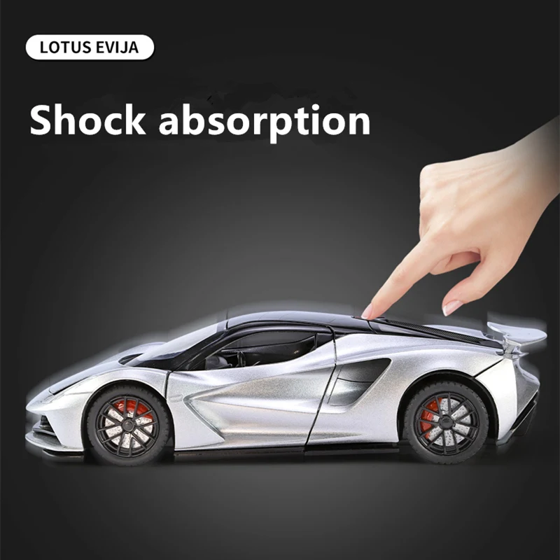 1:24 Lotus EVIJA Alloy Pure Electric Sports Car Model Diecast Metal Racing Super Car Vehicle Model Sound and Light Kids Toy Gift