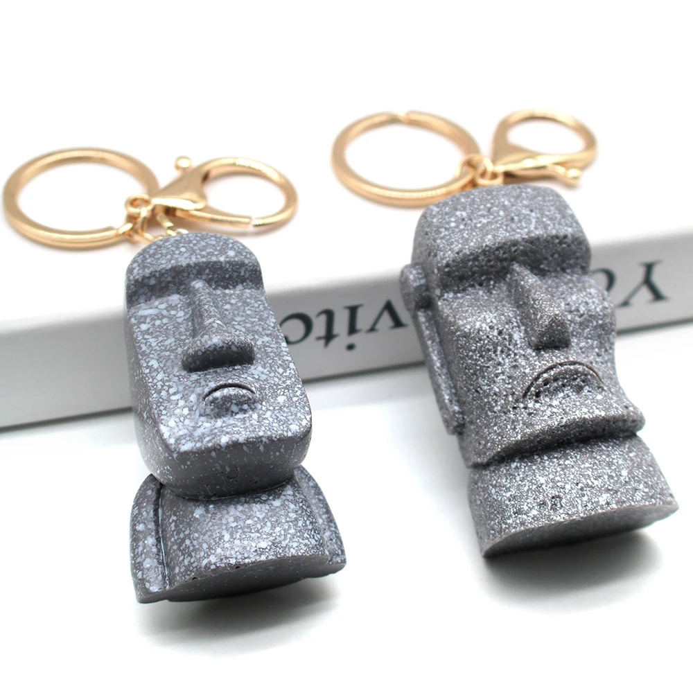 Bag Pendant Creative And Interesting Normal Packaging Keychain Key Ring Pendant Health And Safety Modern Art Moai Statue Durable