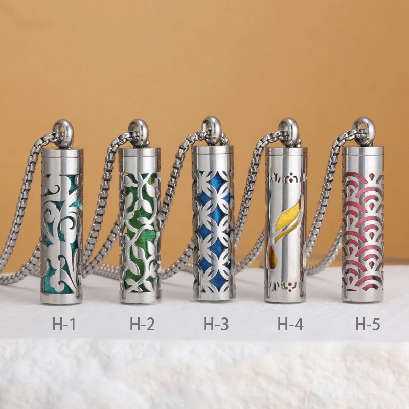 New Perfume diffuser necklace Stainless steel small box Essential oil Perfume Essential Oil diffuser Pendant necklace Fragrance