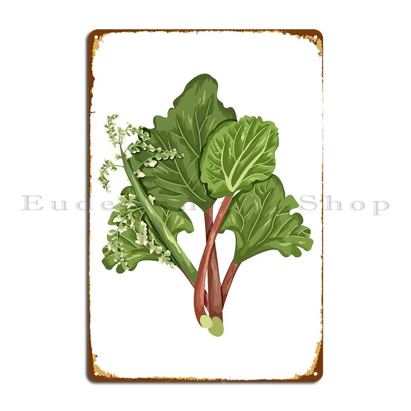 Rhubarb Botanical Art Metal Signs Wall Decor Wall Cave Living Room Pub Design Tin Sign Poster