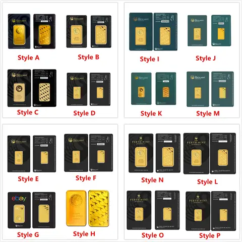 5g-100g 호주 골드 바 시리즈 인감 포장 독립 일련 번호 황동 코어 가짜 골드 블록 공예 컬렉션