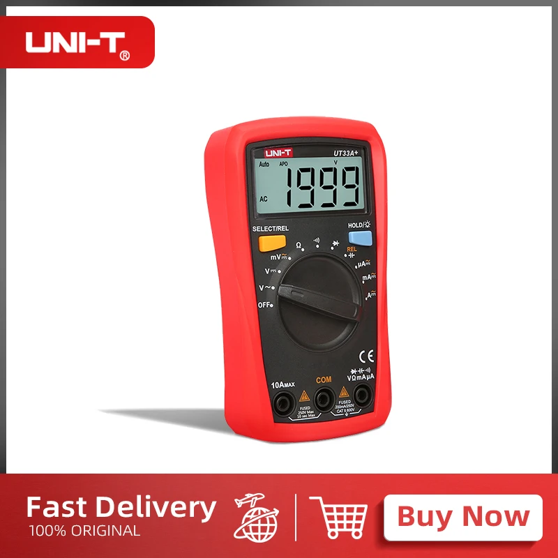 UNI-T UT33A+ UT33B+ UT33C+ UT33D+ Palm Size Multimeter CAT II 600V LCD display test lead hanging groove Ergonomic design