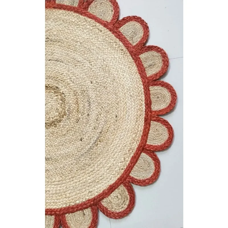 Jute Rug Round Natural Jute Carpet Hand Braided Farmhouse Jute Area Rug