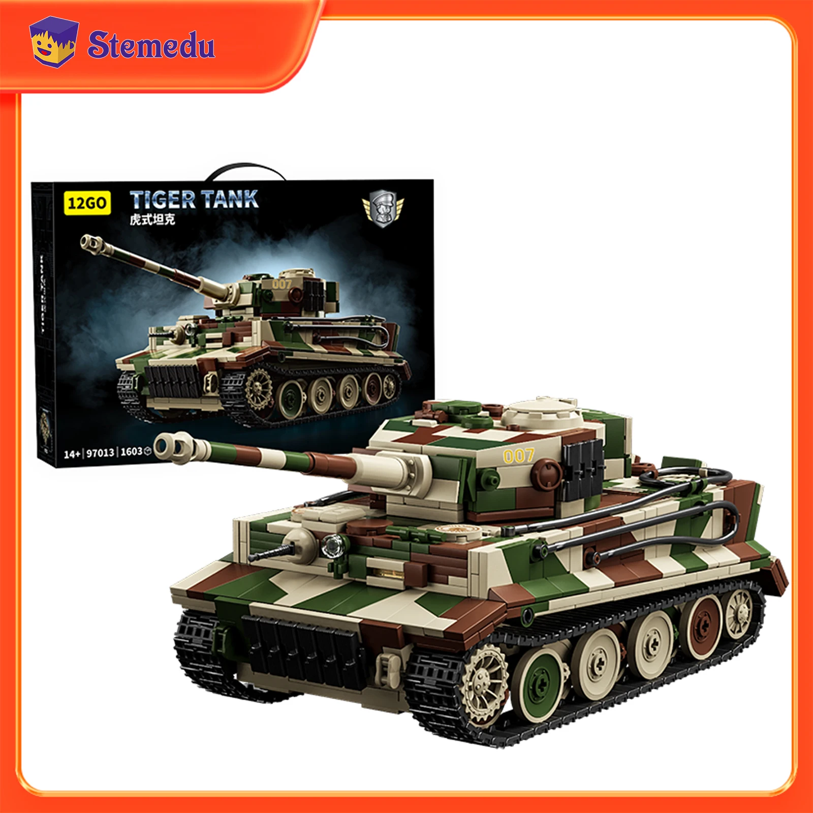 

2025 World War II Germany Tiger Tank Building Blocks Military Series Model Armor Tank Assembly Bricks Kid Educational Toys Set