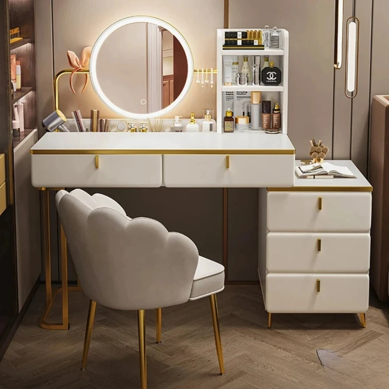 

White Nordic Light Dresser Table Bedroom Mirror Hotel Storage Dressing Table Women Cabinet Coiffeuse De Chambre Room Furniture