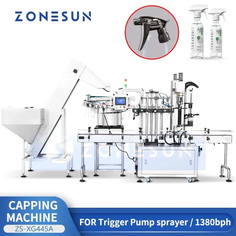 Zonesun Trigger Sprayer Bottle Capper Articulating Jaw Capper Automatic Capping Machine Servo Motor ZS-XG445A