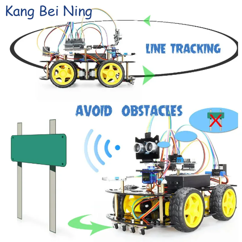 4WD Smart Robot Car Starter Kit For Arduino Programming Project STEM Education Complete Upgrade Version Board Full Set +e-Manual