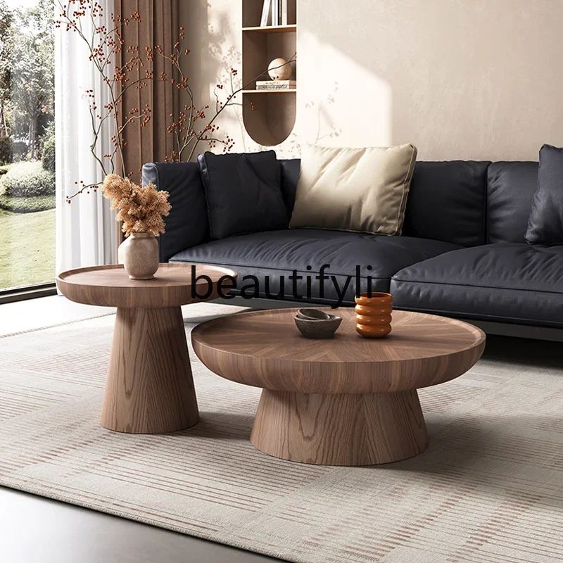 

Retro style round coffee table living room home 2024 new light luxury high-end creative coffee table