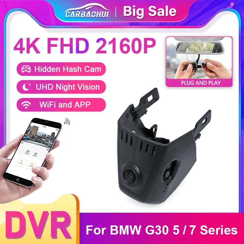 

4K 2160P Plug and Play Car DVR Wifi Video Recorder Dash Cam Camera For BMW G30 5/7 Series 2017 2018 2019 2020 2021 2022 DashCam