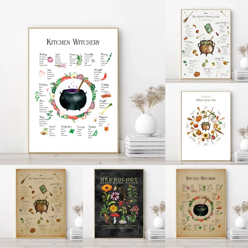 Kitchen Witchery Funny Posters and Prints Decoration Canvas Wall Pictures Witches Magic Knowledge Art Painting Gifts Home Decor