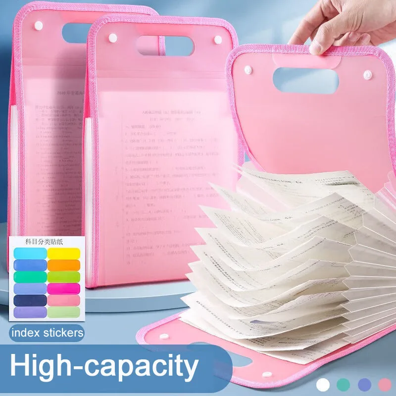 A4 Portable File Bag Portable Handle Business Document Briefcase File Clip Storage Bag Portable Travel School Office Sorting Bag