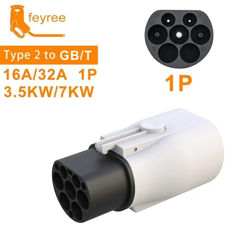 Feyree EV Charger Adapter Type 2 IEC 62196-2 to GB/T Converter for China Standard Electric Vehicle Charging EV Connector 16A 32A