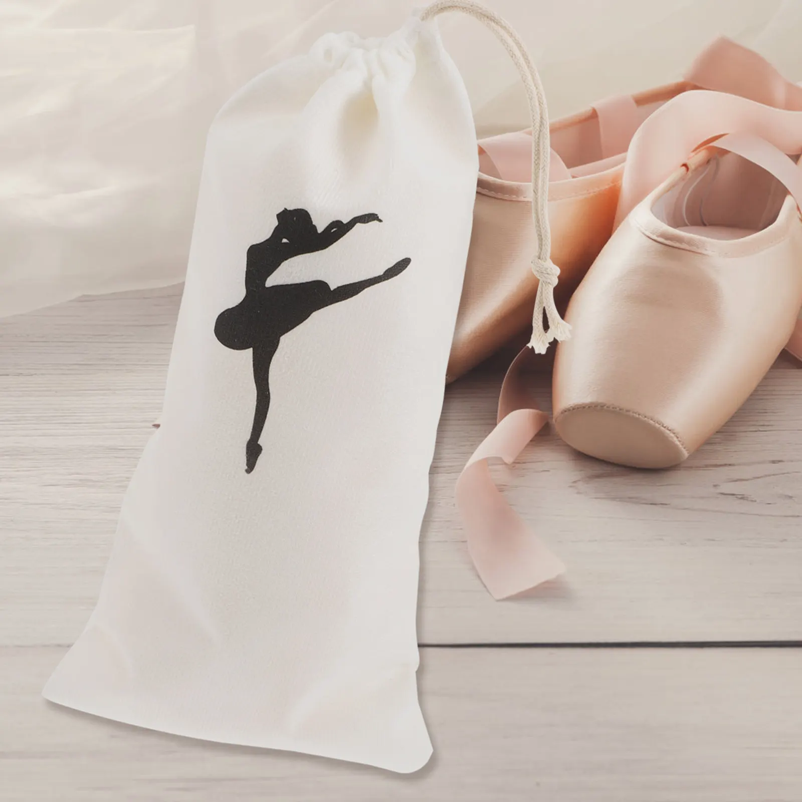 

4Pcs Pointe Shoe Bags Ballet Drawstring Bags Large Storage Canvas Dance Shoe Organizer for Ballet Girls Recitals Practice