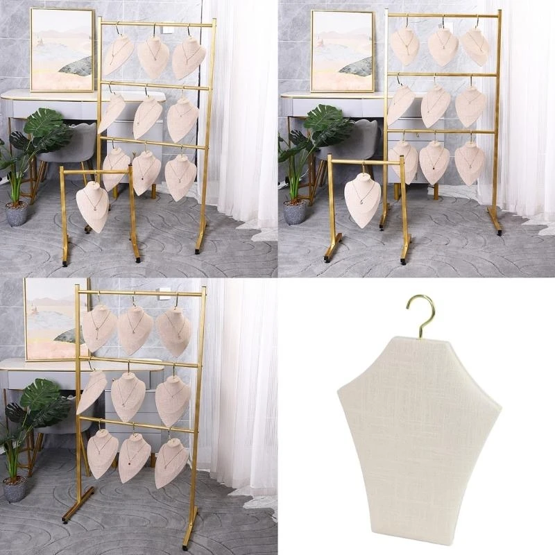 

Elegant Metal and Linen Hanger for Jewelry and Clothes Space Efficient Designs