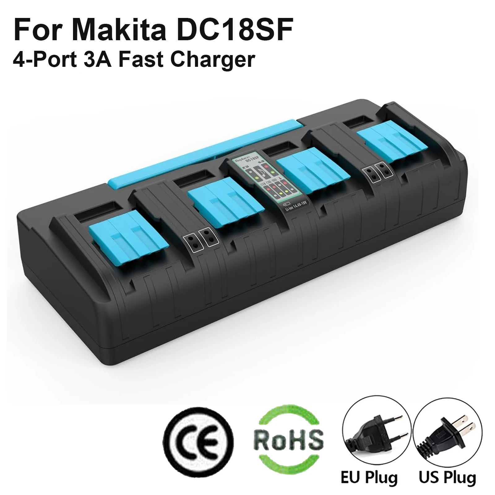 DC18SF 18V 3A 4 Port Li-ion Battery Charger for Makita 14.4V-18V BL1430 BL1830 BL1850 DC18RD DC18RC