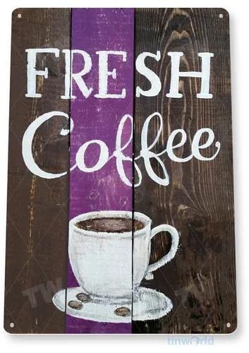 TIN SIGN Fresh Coffee Cup Metal Store Farm Shop Café Store Kitchen Hot A986 --Tin Sign