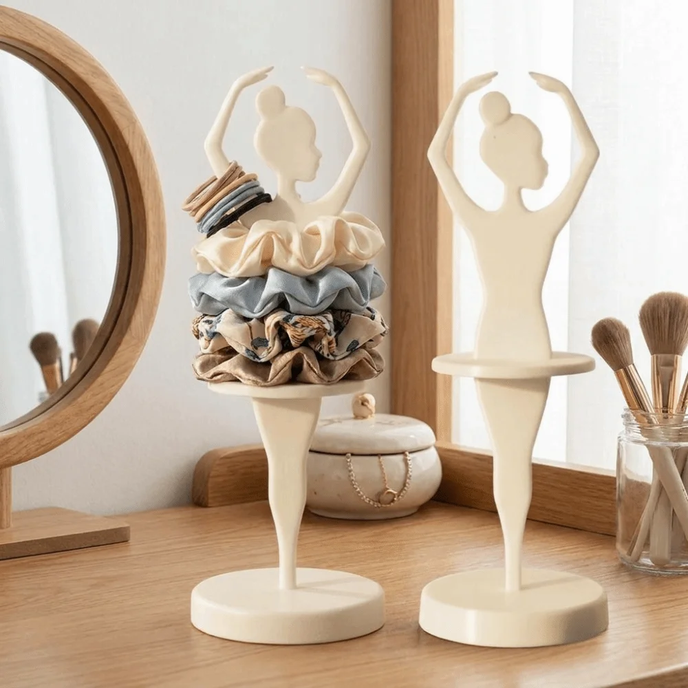 3D Printed Ballet Dancer Scrunchie Holder Decorative Space Saving Hair Tie Storage Rack Plastic Ballerina Scrunchie Holder