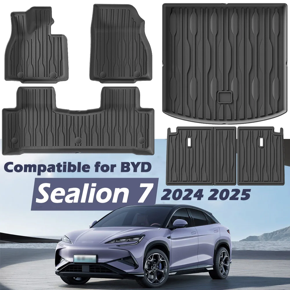 

Compatible for BYD Sealion 7 EV 2024 2025 TPE Floor Mats,All Weather Waterproof Floor Mats Cargo Liner(Left/Right Rudder)