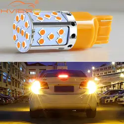 1pcs Auto Turn Signal Amber White Light 3030 35SMD LED T20 W21W Reverse Brake Bulb Canbus Led License Plate Product Accessories