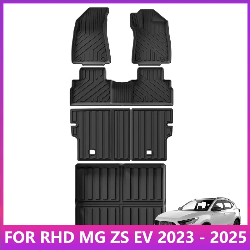 RHD-Fußmatten für MG ZS EV 2023 2024 2025 TPE 3D-Autofußmatten Kofferraummatte Wasserdichtes Allwetter-Zubehör Schwarz – Detail 1