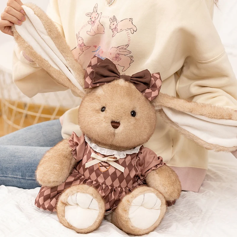 دمية أرنب كرتونية لينة محشوة ألعاب من نسيج مخملي فستان الأرنب الحيوان محشوة دمية للكبار عيد ميلاد فتاة هدية ديكور غرفة kawaii #6