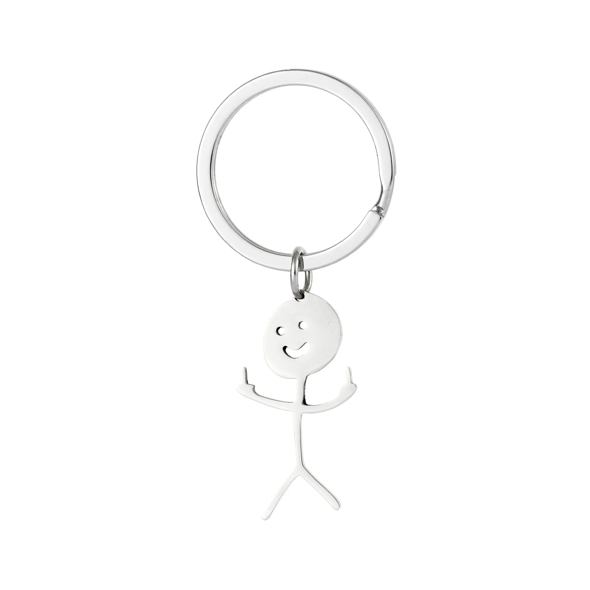 2024 New Cute Funny Doodle Middle Finger Stickman Keychain Couples Bag Car Accessories Key Chain Stainless Steel Keyring Gifts