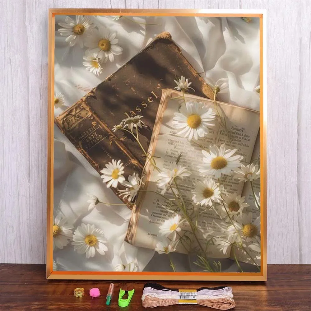 

DIY Flower Daisy Pattern Embroidery Kit Good Gift For Adult Girl DMC Threads Cross Stitch Handicraft For Bedroom Wall Decoration