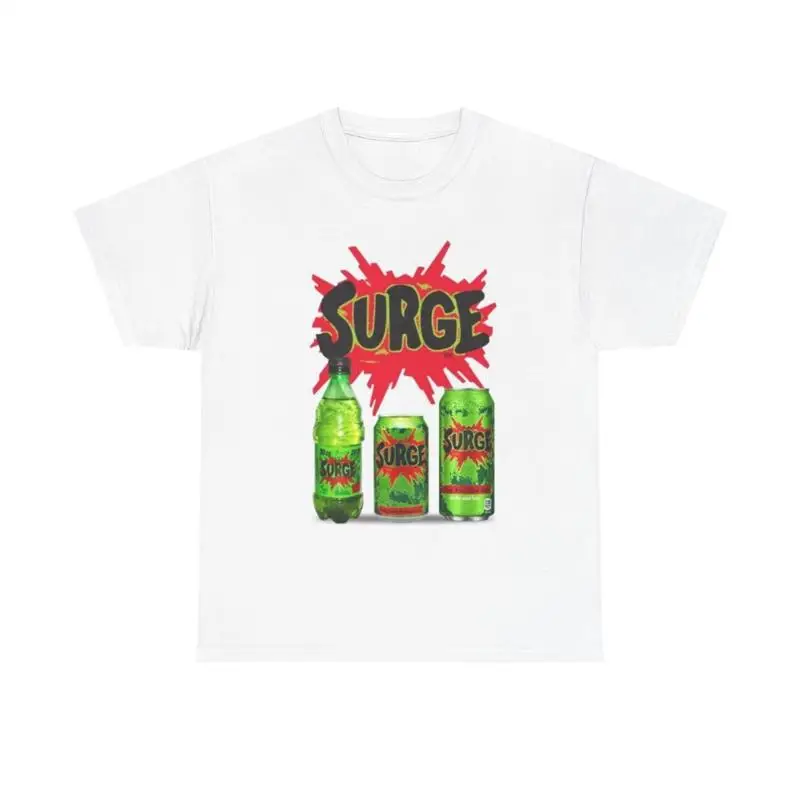 تي شيرت Surge Soda برسومات حنين عتيقة من التسعينيات للأطفال من Mountain Dew Heavy Cotton