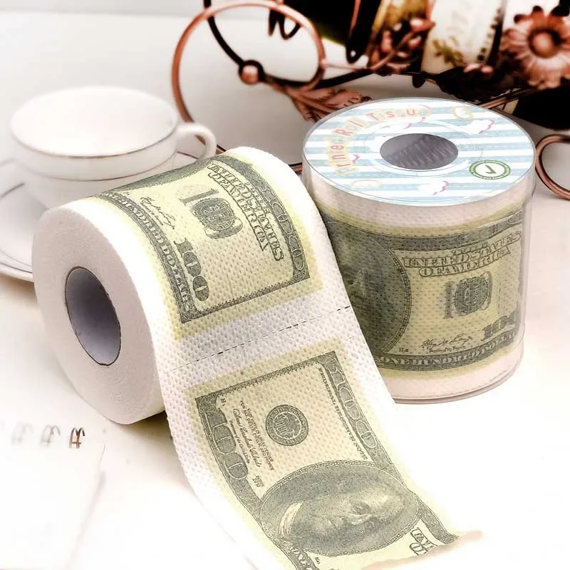 Double Layer Color Printed Roll Paper Toilet Paper Tie-dye Dollar Face Towel Toilet Wipe Hand Core Toilet Paper Personalized